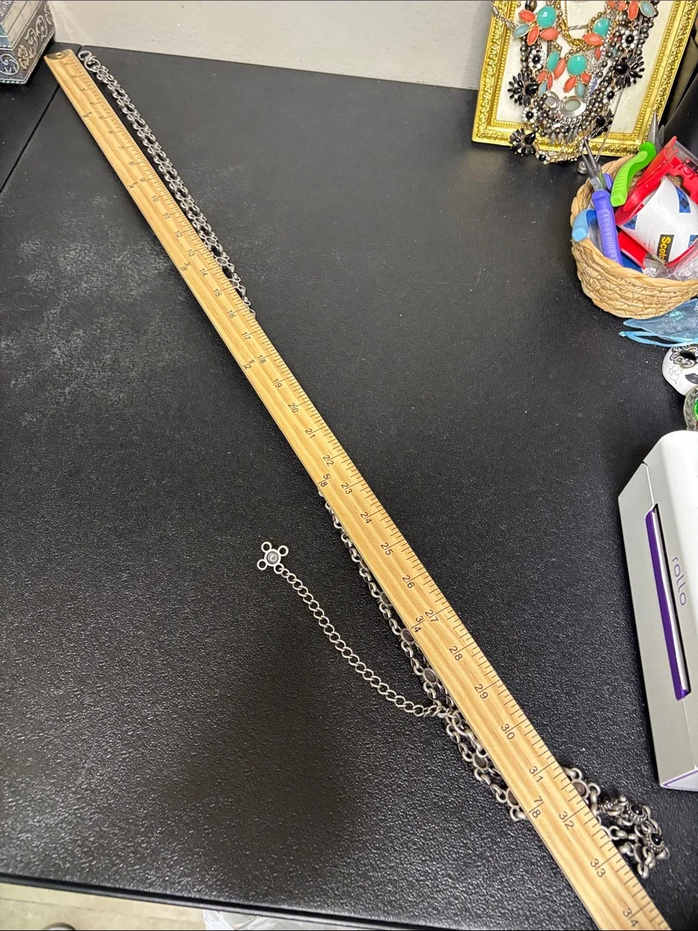 Silver & Black Stone MCM Chain Belt Up to 48”
